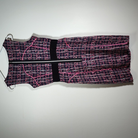 Milly navy and pink tweed pencil sheath dress 8 - Picture 2 of 10